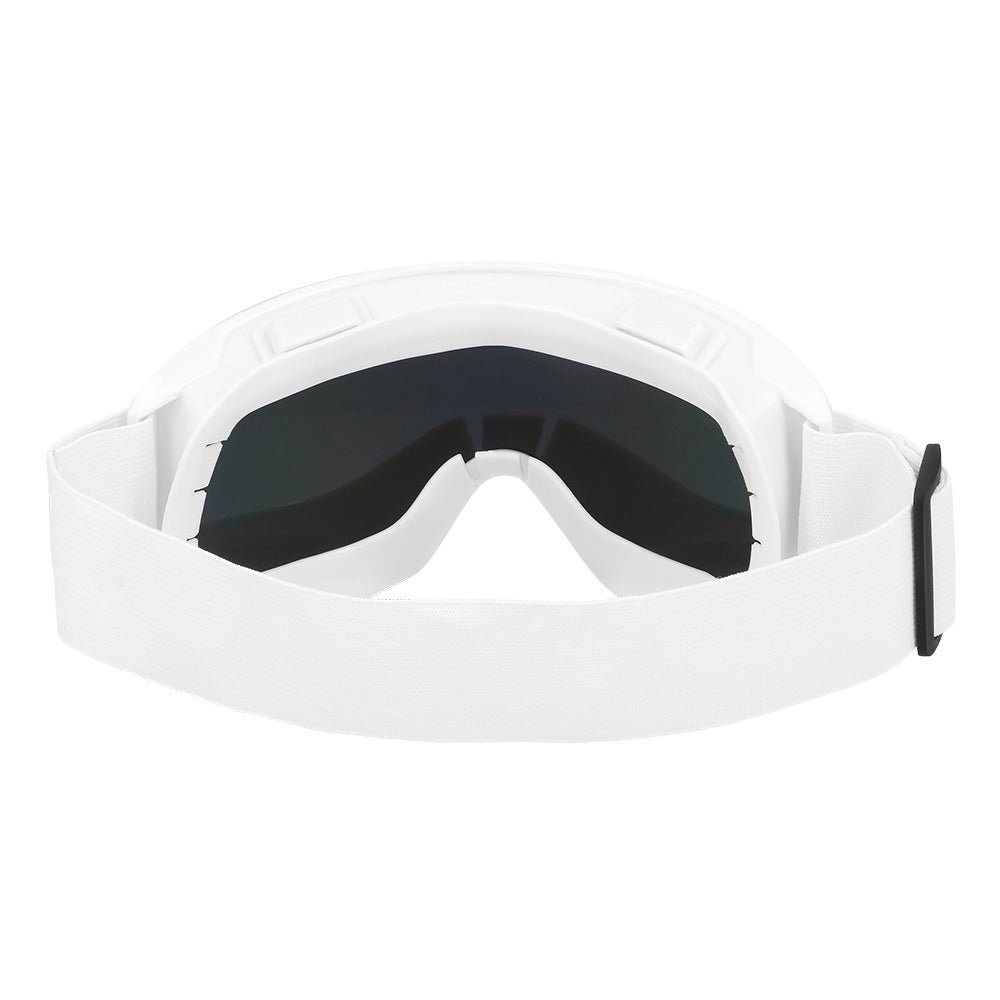 Lunettes de Ski Blanc Verres Bleu Miroir - Accessoire Fête