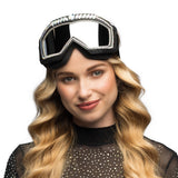 Lunettes de Ski Glamour Strass Noir - Accessoire Fête Étincelant