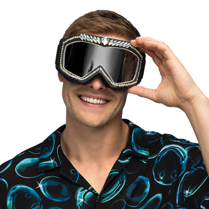 Lunettes de Ski Glamour Strass Noir - Accessoire Fête Étincelant