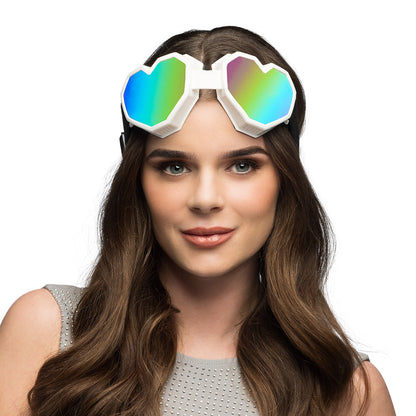 Lunettes Cœur Holographiques - Accessoire Fête Multicolore