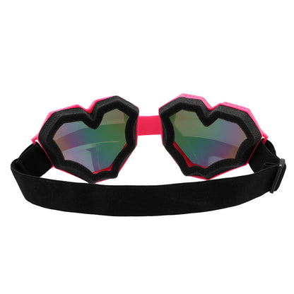 Lunettes Cœur UV Blacklight Rose Fluo - Accessoire Rave Party