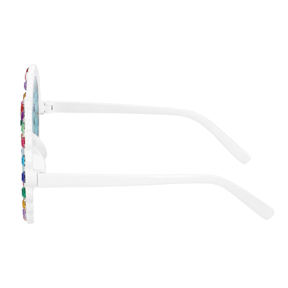 Lunettes Strass Multicolores Rondes – Accessoire Fête Scintillant