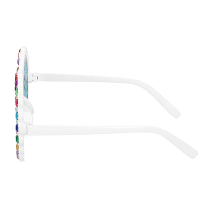 Lunettes Strass Multicolores Rondes – Accessoire Fête Scintillant