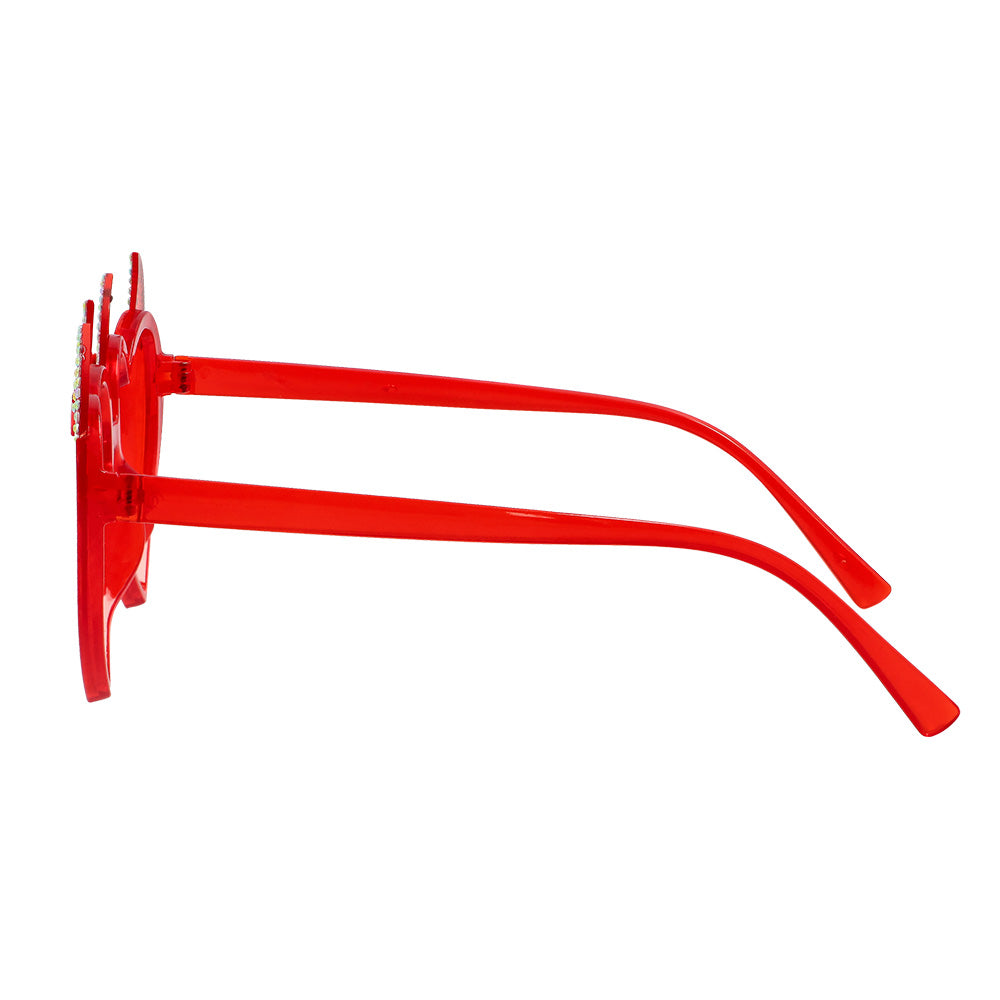 Lunettes Cœur Diable Rouge avec Strass - Accessoire Fête