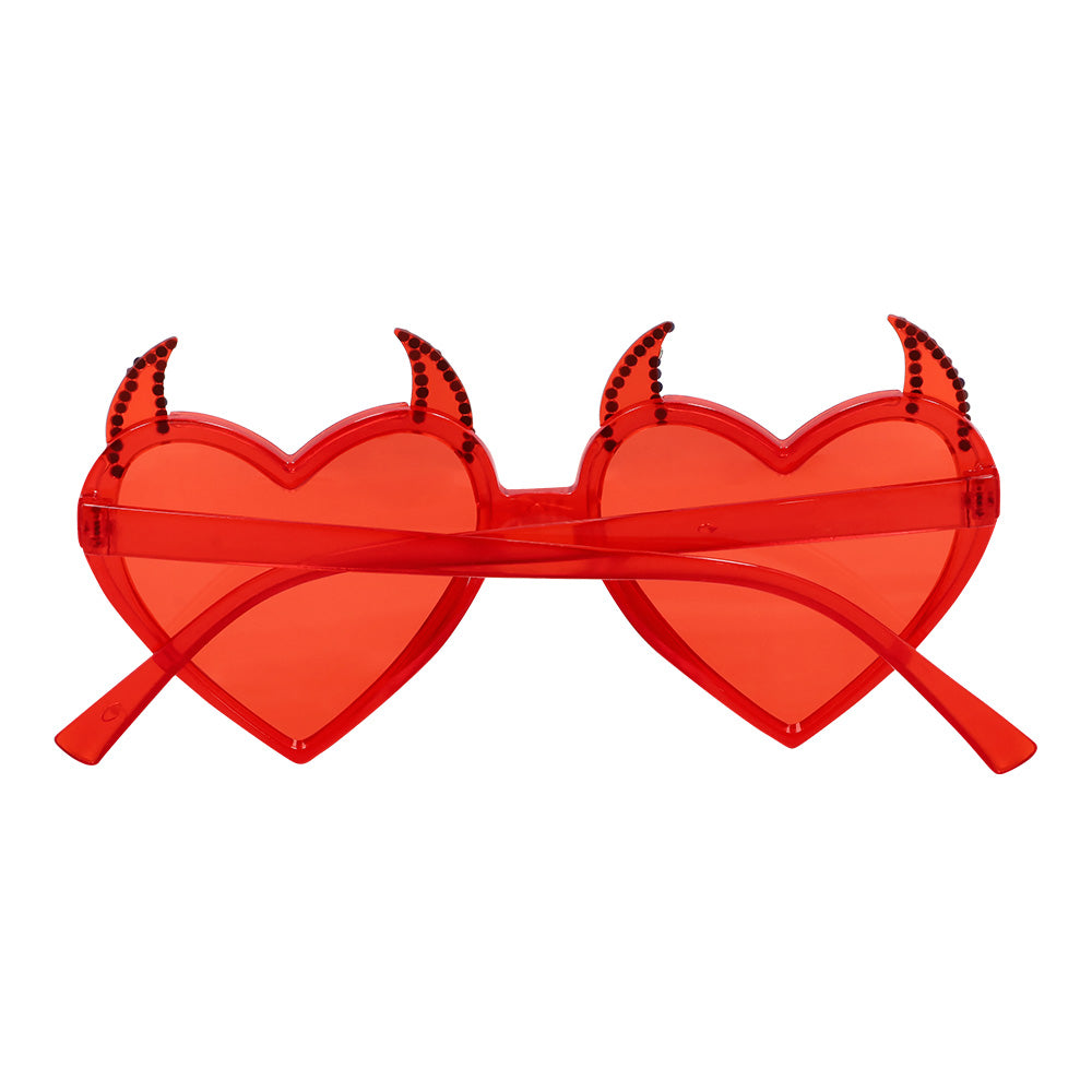 Lunettes Cœur Diable Rouge avec Strass - Accessoire Fête