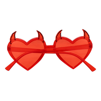 Lunettes Cœur Diable Rouge avec Strass - Accessoire Fête