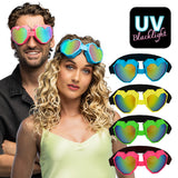 Lunettes Cœur UV Blacklight - 4 Couleurs Fluo Fluorescentes