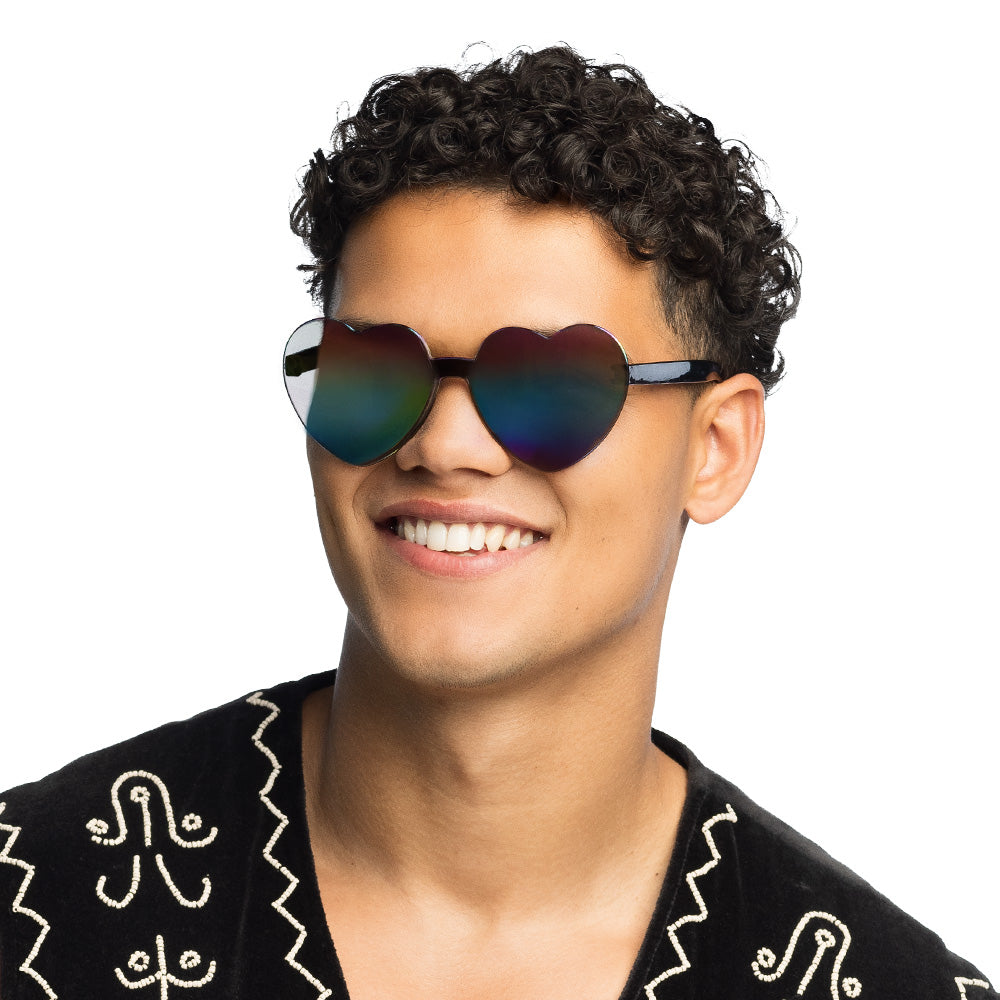 Lunettes de Soleil Cœur Rainbow - Accessoire Festif Coloré