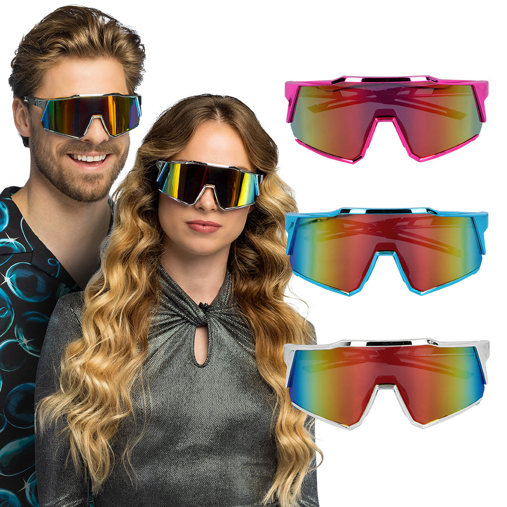 Lunettes de Soleil Futuristes à Verres Miroir - Accessoire Festival