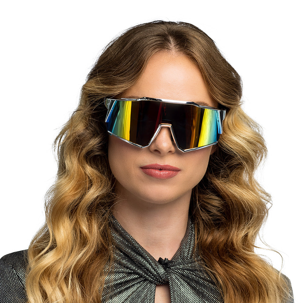 Lunettes de Soleil Futuristes à Verres Miroir - Accessoire Festival