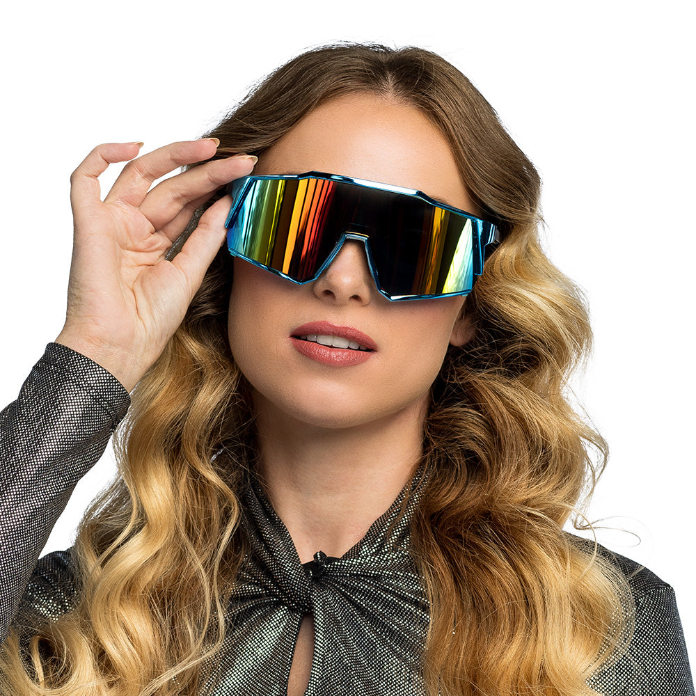 Lunettes de Soleil Futuristes à Verres Miroir - Accessoire Festival
