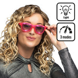 Lunettes LED Rose Fluo - 3 Modes de Lumière Festive