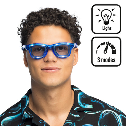 Lunettes LED Bleues 3 Modes - Accessoire Fête Lumineux