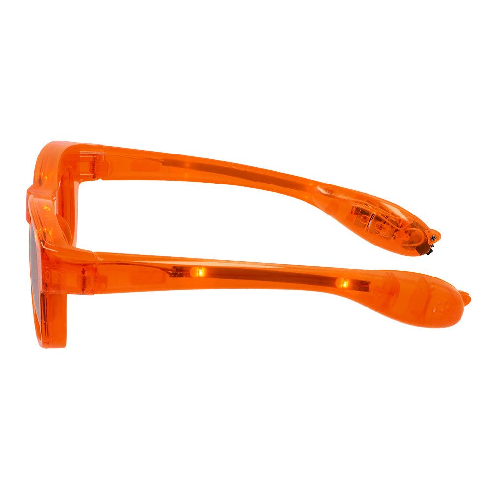 Lunettes LED Orange Fluo 3 Modes - Accessoire Fête Brillant