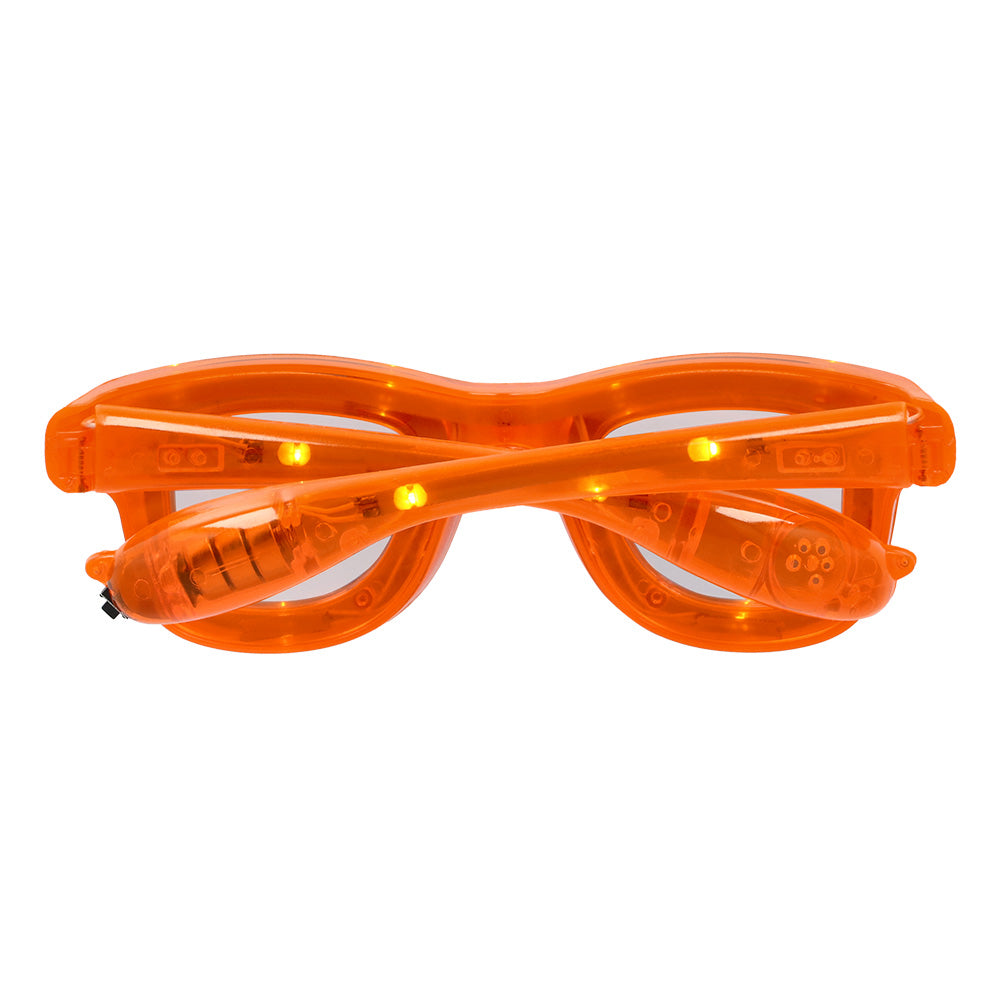 Lunettes LED Orange Fluo 3 Modes - Accessoire Fête Brillant