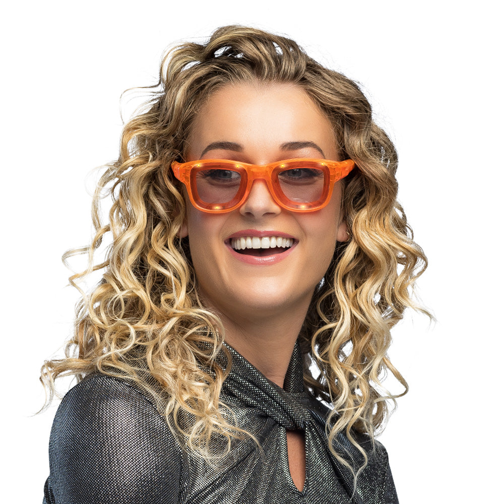 Lunettes LED Orange Fluo 3 Modes - Accessoire Fête Brillant