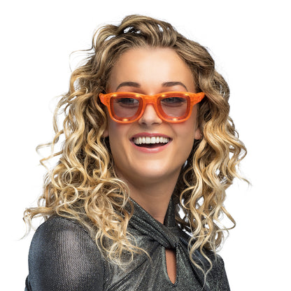Lunettes LED Orange Fluo 3 Modes - Accessoire Fête Brillant