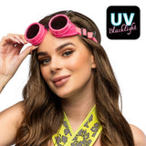 Lunettes Steampunk UV Blacklight Rose Fluo - Accessoire Fête