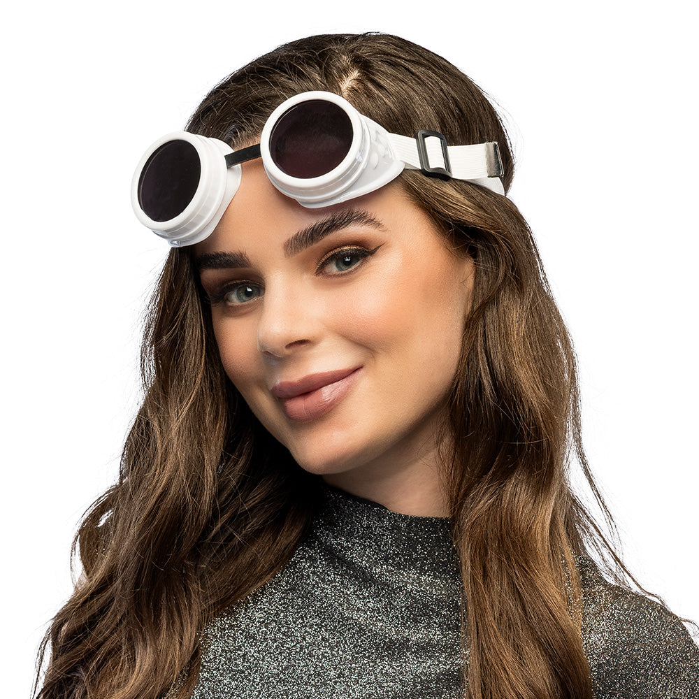 Lunettes Steampunk Blanches avec Verres Teintés
