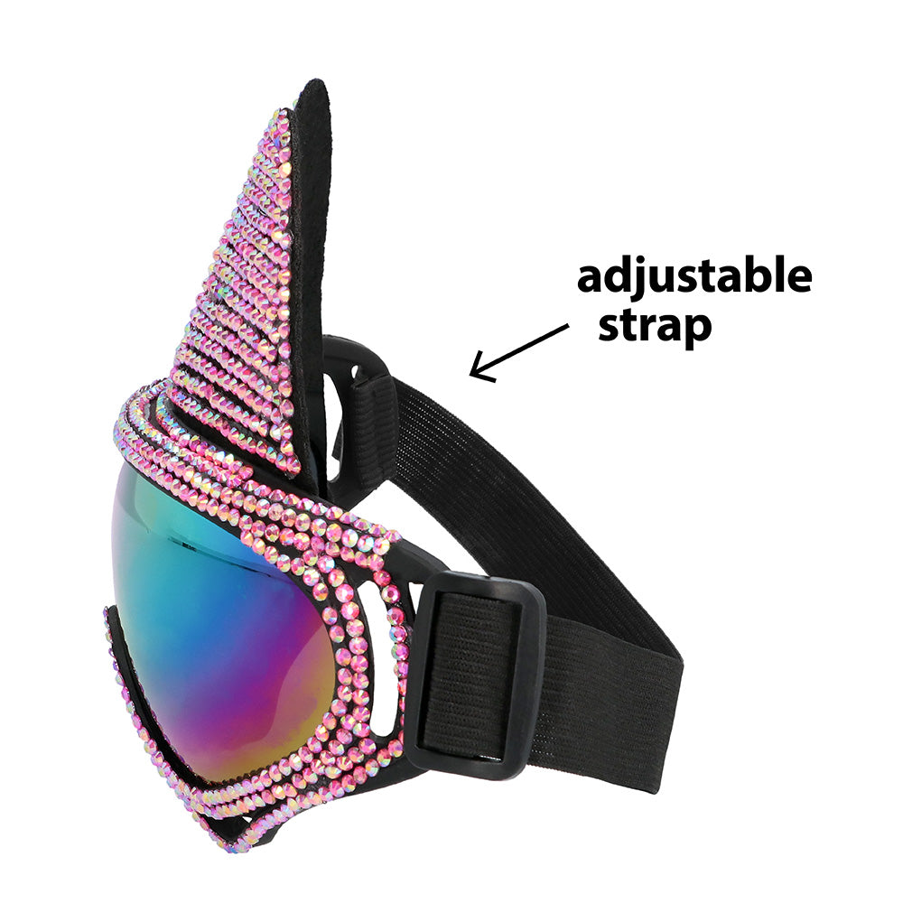 Lunettes Chat Strass Rose Irisées - Accessoire Disco Paillettes