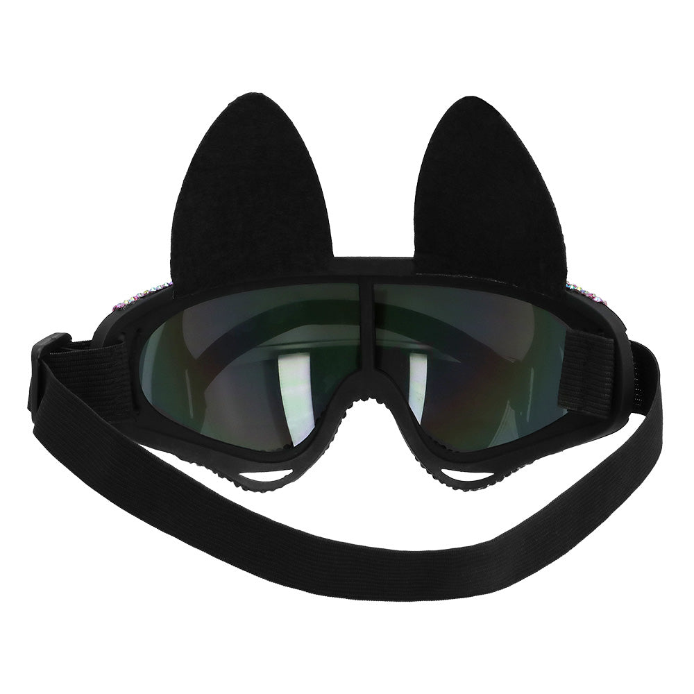 Lunettes Chat Strass Rose Irisées - Accessoire Disco Paillettes