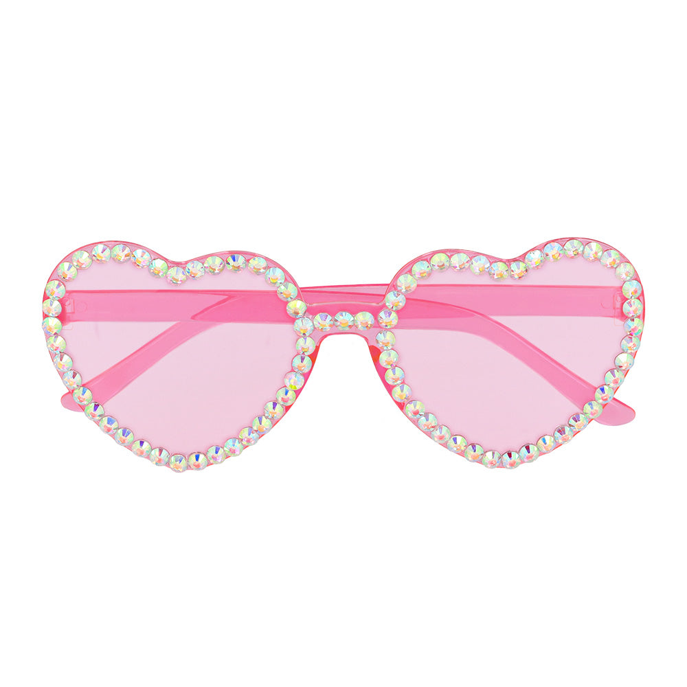 Lunettes Cœur Strass Rose Disco - Accessoire Fête