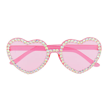 Lunettes Cœur Strass Rose Disco - Accessoire Fête