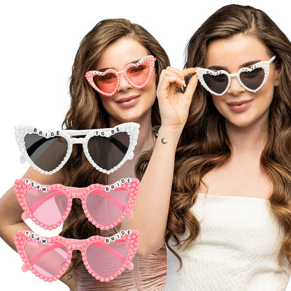 Lunettes Cœur Mariée 3 Pcs Set - BRIDE TO BE & TEAM BRIDE