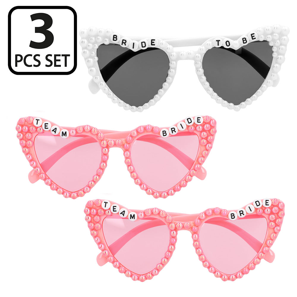 Lunettes Cœur Mariée 3 Pcs Set - BRIDE TO BE & TEAM BRIDE
