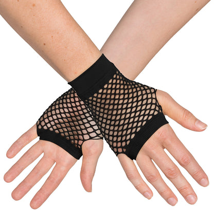 Gants résille sans doigts noirs - Accessoire disco années 80