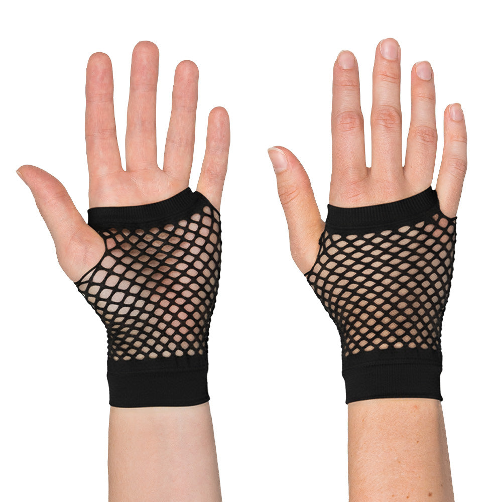 Gants résille sans doigts noirs - Accessoire disco années 80