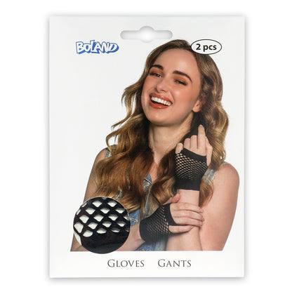 Gants résille sans doigts noirs - Accessoire disco années 80