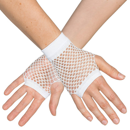 Gants Résille Blancs Année 80 - Accessoire Disco Party