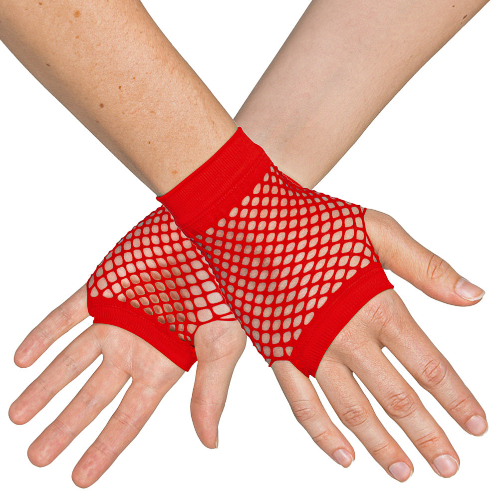 Gants Résille Rouge Sexy - Accessoire Déguisement 80s