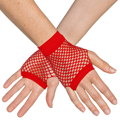 Gants Résille Rouge Sexy - Accessoire Déguisement 80s