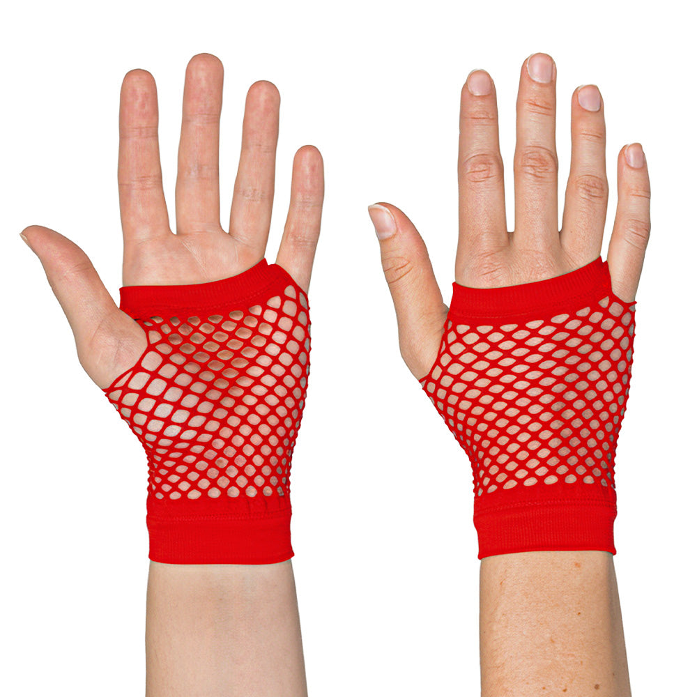 Gants Résille Rouge Sexy - Accessoire Déguisement 80s