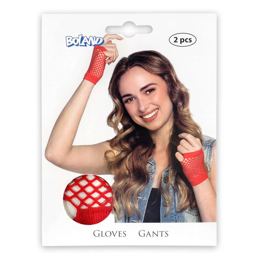 Gants Résille Rouge Sexy - Accessoire Déguisement 80s