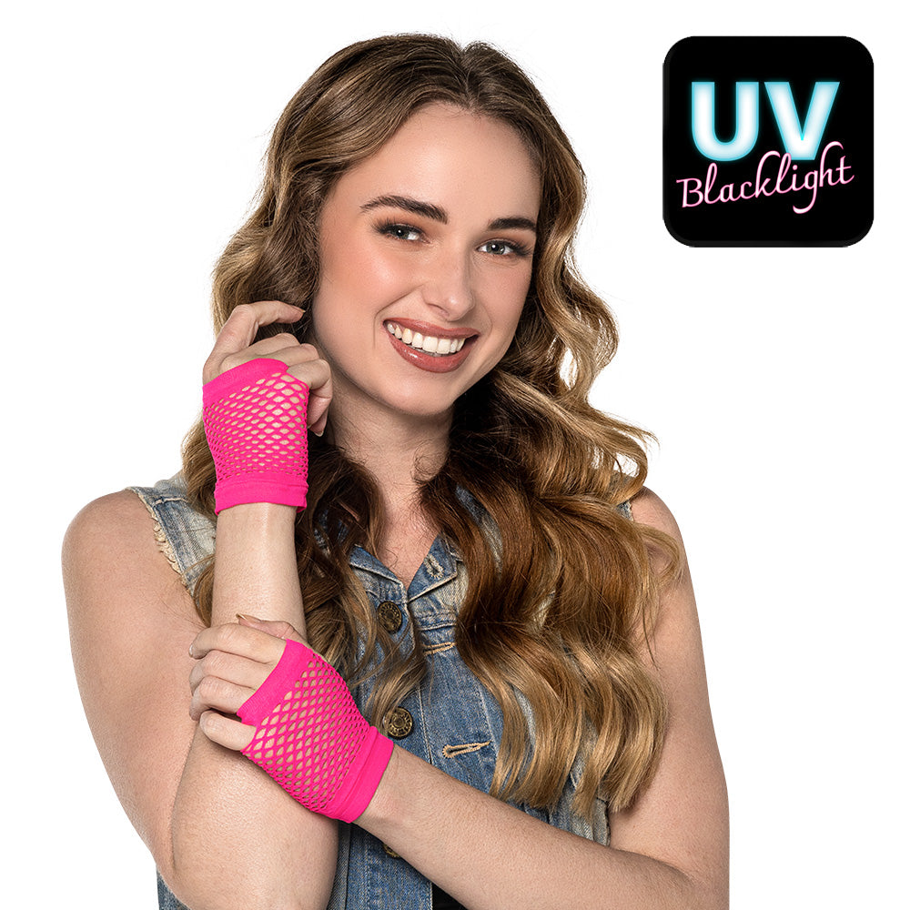 Gants Filet Rose Fluo UV Blacklight - Accessoire Disco