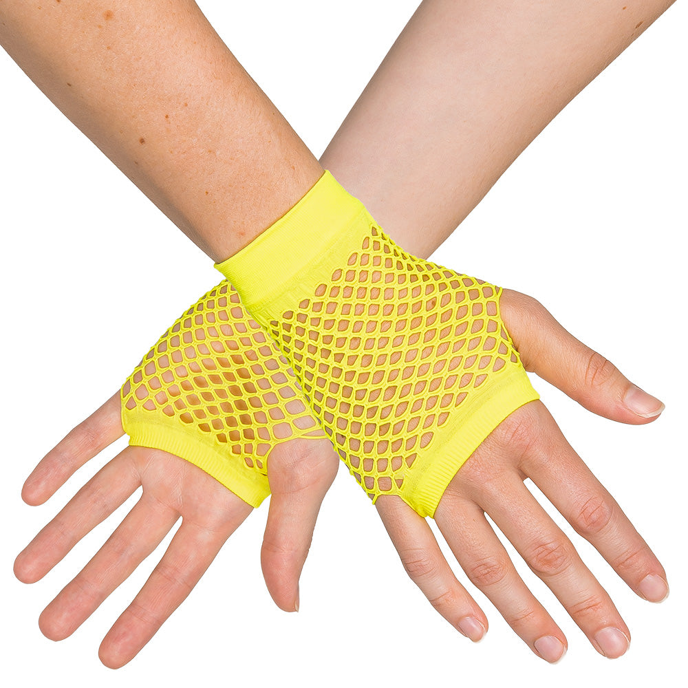 Gants Filet Néon Phosphorescent UV Blacklight - Déguisement Années 80