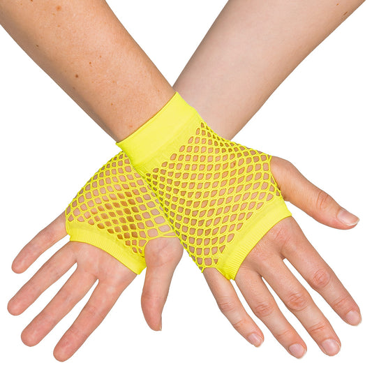 Gants Filet Néon Phosphorescent UV Blacklight - Déguisement Années 80