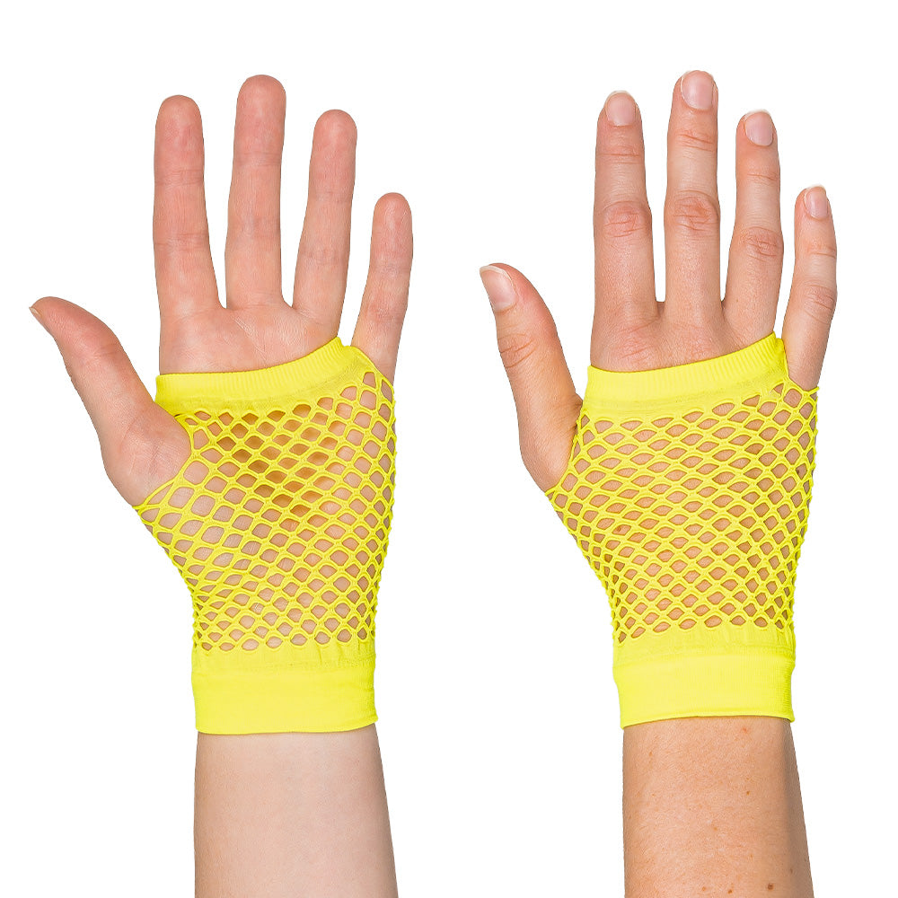Gants Filet Néon Phosphorescent UV Blacklight - Déguisement Années 80