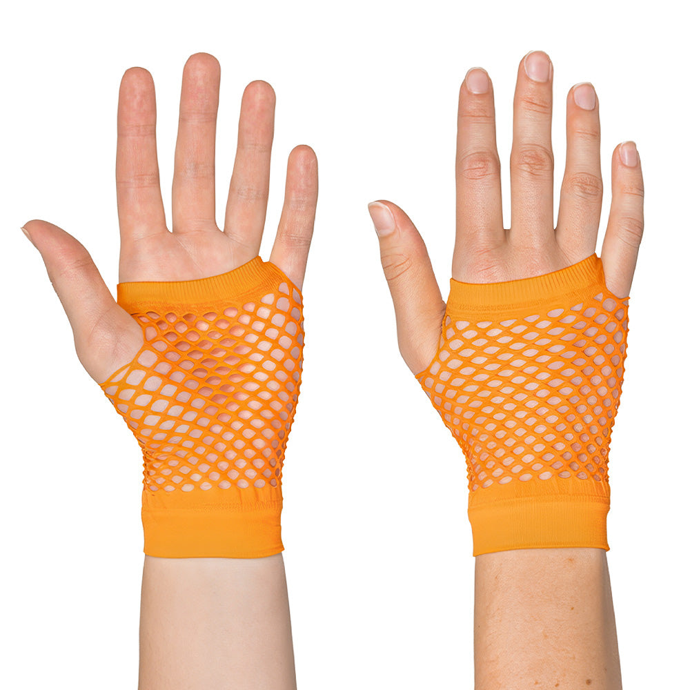 Gants Filet Fluo UV Blacklight Orange - Accessoire Disco 80s