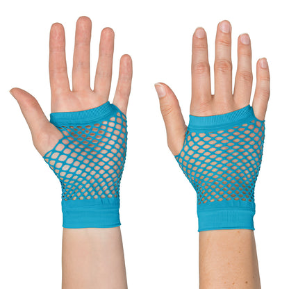 Gants Résille UV Blacklight Bleu Fluo - Accessoire Disco