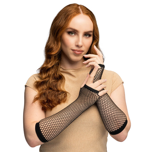 Gants Filet Noir Sans Doigts - Accessoire Déguisement Années 80