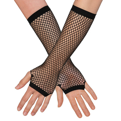 Gants Filet Noir Sans Doigts - Accessoire Déguisement Années 80
