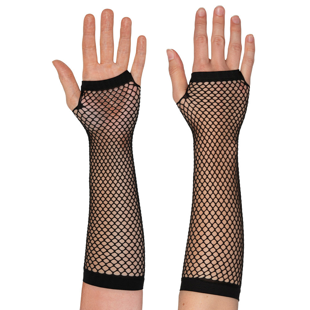 Gants Filet Noir Sans Doigts - Accessoire Déguisement Années 80
