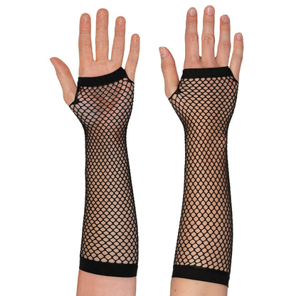 Gants Filet Noir Sans Doigts - Accessoire Déguisement Années 80