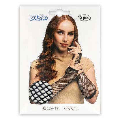 Gants Filet Noir Sans Doigts - Accessoire Déguisement Années 80