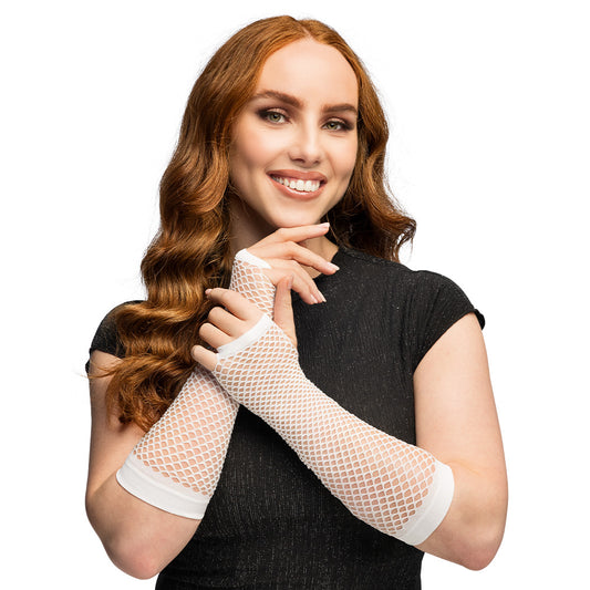 Gants Filet Blanc Sans Doigts - Accessoire Danseur & Fête