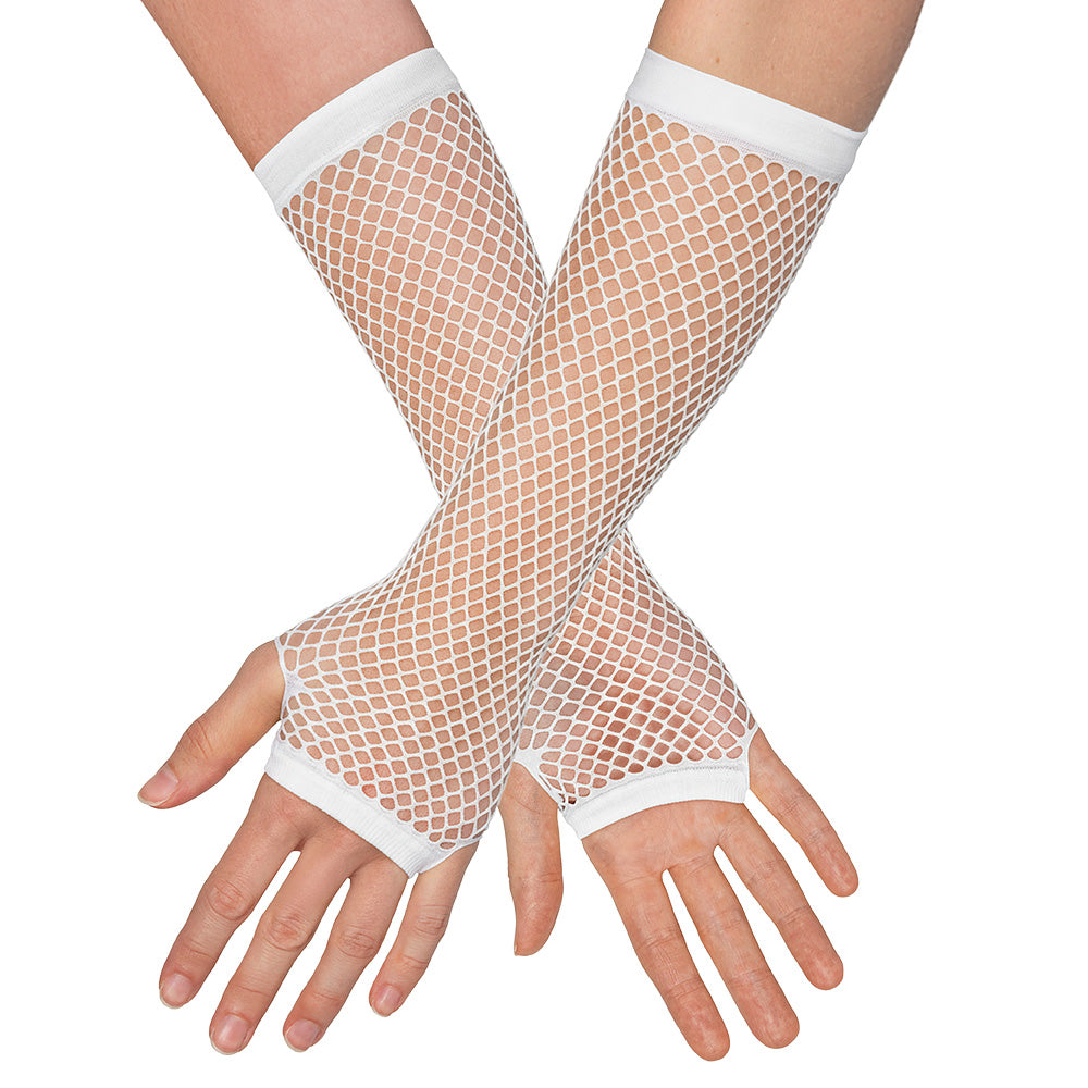 Gants Filet Blanc Sans Doigts - Accessoire Danseur & Fête